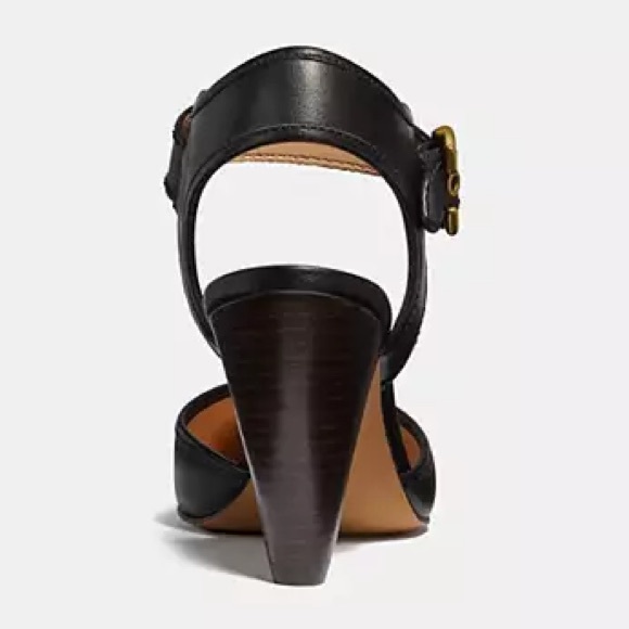 NWT Box Coach black leather “Wren” pump. gold buckle. architectural heel size 8B - Picture 11 of 11